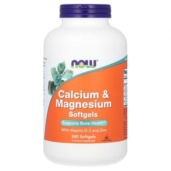 Кальцій та магній, Calcium & Magnesium, Now Foods, з вітаміном D-3 та цинком, 240 гелевих капсул