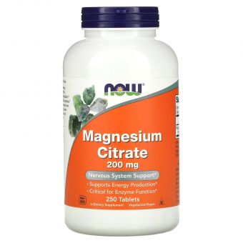 Магній цитрат, Magnesium Citrate, Now Foods, 200 мг, 250 таблеток