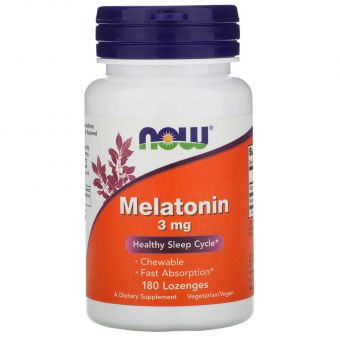 Мелатонін, Melatonin, Now Foods, 3 мг, 180 льодяників