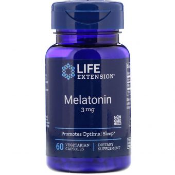 Мелатонин, Melatonin, Life Extension, 3 мг, 60 капсул