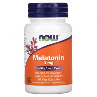 Мелатонін, Melatonin, Now Foods, 3 мг, 60 вегетаріанських капсул