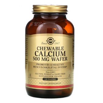  Кальций жевательный, Chewable Calcium, Solgar, 500 мг, 120 вафель