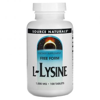 Лізин, L-Lysine, Source Naturals, 1000 мг, 100 таблеток