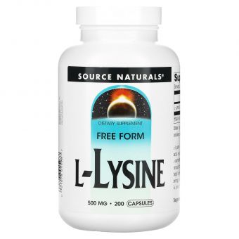 Лизин, L-Lysine, Source Naturals, 500 мг, 200 капсул