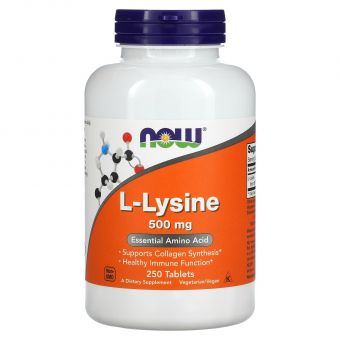 L-лізин, L-Lysine, Now Foods, 500 мг, 250 таблеток