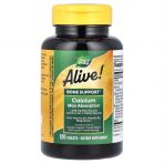 Кальций, Д3, К2 и магний, Alive! Calcium, Max Absorption, Nature's Way, Alive!, укрепление костей, максимальное усвоение, 120 вегетарианских таблеток