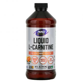 L-карнитин, L-Carnitine, Now Foods, Sports, жидкий, цитрус, 1000 мг, 473 мл