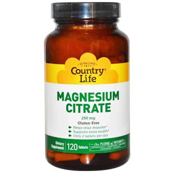 Магній цитрат, Magnesium Citrate, Country Life, 250 мг, 120 таблеток