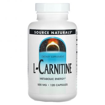 L-карнитин, L-Carnitine, Source Naturals, 500 мг, 120 капсул