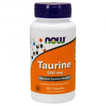 Таурин, Taurine, Now Foods, 500 мг, 100 вегетаріанських капсул