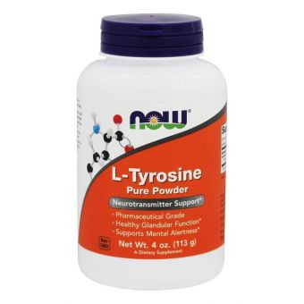 Тирозин, L-Tyrosine, Now Foods, порошок, 113 грам