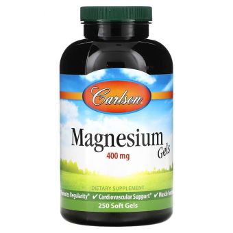 Магній оксид, Magnesium Gels, Carlson, 400 мг, 250 гелевих капсул