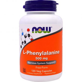  Фенилаланин, L-Phenylalanine, Now Foods, 500 мг, 120 вегетарианских капсул.