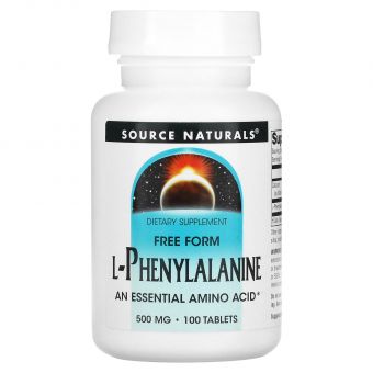  Фенилаланин, L-Phenylalanine, Source Naturals, 250 мг, 100 таблеток.