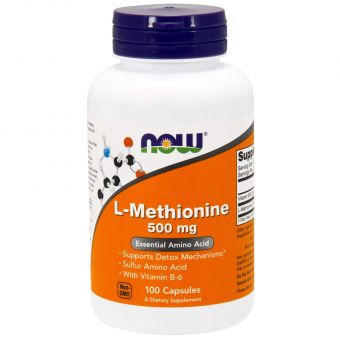 Метіонін, L-Methionine, Now Foods, 500 мг, 100 капсул.