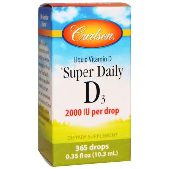 Витамин Д3, Vitamin D3, Carlson, 2000 МЕ, 10,3 мл.