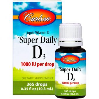 Вітамін Д3, Vitamin D3, Carlson, 1000 МО, 10,3 мл.