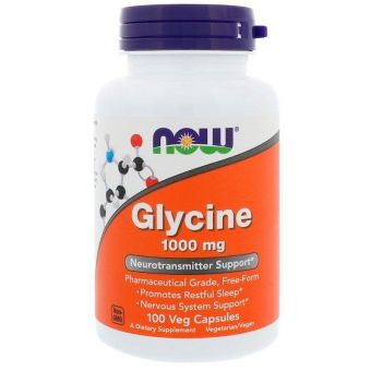 Глицин, Glycine, Now Foods, 1000 мг, 100 вегетарианских капсул