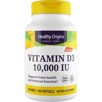 Вітамін Д3, Vitamin D3, Healthy Origins, 10 000 МО, 120 капсул