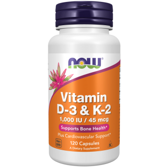 Витамин Д3 и К2, Vitamin D-3 & K-2, Now Foods, 120 капсул