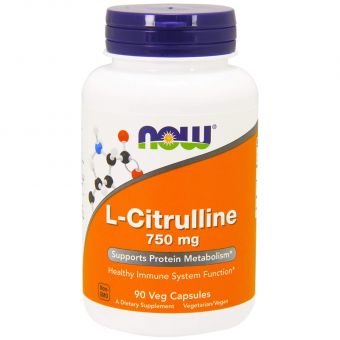 Цитруллин, L-Citrulline, Now Foods, 750 мг, 90 вегетарианских капсул