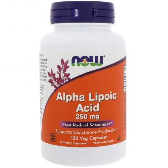 Альфа-липоевая кислота, Alpha Lipoic Acid, Now Foods, 250 мг, 120 вегетарианских капсул