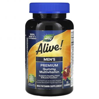 Витамины для мужчин, Alive! Men's Gummy Vitamins, Nature's Way, 75 жевательных таблеток