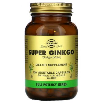  Гинкго Билоба супер, Super Ginkgo, Solgar, 120 вегетарианских капсул