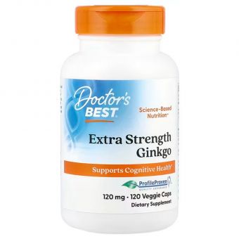 Гинкго Билоба, Extra Strength Ginkgo, Doctor's Best, экстрасильный, 120 мг, 120 веганских капсул