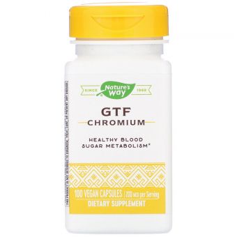 Хром, полиникотинат, GTF Chromium, Nature's Way, 200 мкг, 100 капсул