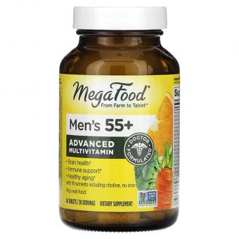 Витамины для мужчин, Multivitamin & Mineral, Mega Food, без железа, 55+, 60 таблеток