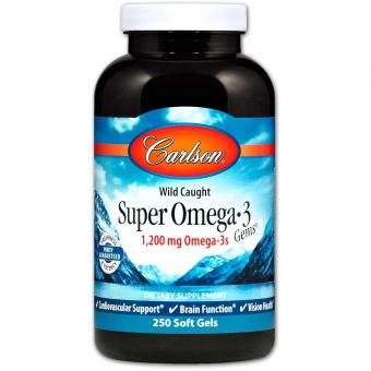 Риб'ячий жир, Super Omega-3, Carlson, 600 мг, 250 капсул