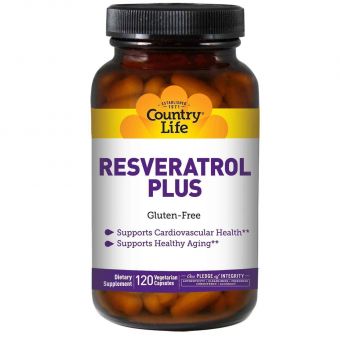 Ресвератрол плюс (Resveratrol), Country Life, 120 капсул