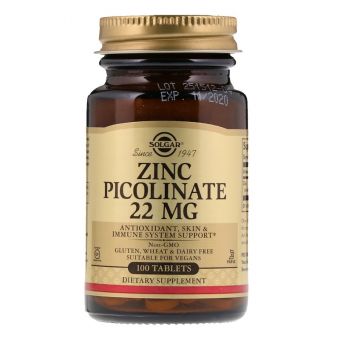 Піколінат цинку (Zinc Picolinate), Solgar, 100 таблеток