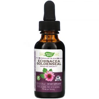 Эхинацея и гидрастис (Echinacea Goldenseal), Nature's Way, без спирта, 99.9%, 30 мл.