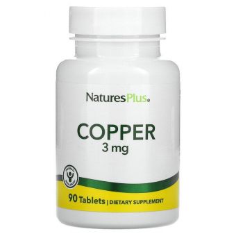 Мідь (Copper), Nature's Plus, 3 мг, 90 таблеток