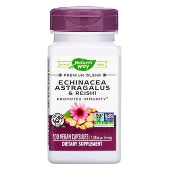 Эхинацея, астрагал и рейши, Echinacea Astragalus & Reishi, Nature's Way, 1200 мг, 100 кап.