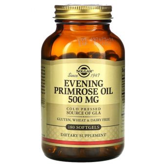 Олія вечірньої примули (Evening Primrose Oil), Solgar, 500 мг, 180 капсул