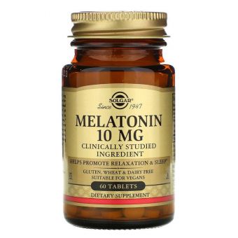 Мелатонин, Melatonin, Solgar, 10 мг, 60 таблеток