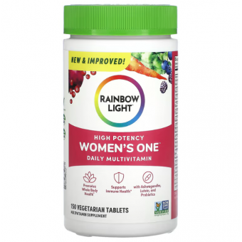 Вітаміни для жінок, Women's Multivitamin, Rainbow Light, високоефективний щоденний комплекс, по 1 на день, 150 вегетаріанських таблеток