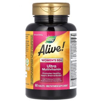 Мультивитамины для женщин 50+, Alive! Women's  50+, Multi-Vitamin, Nature's Way, 60 таблеток