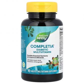 Мультивитамины для диабетиков, Completia, Diabetic Multi-Vitamin, Nature's Way, без железа, 90 таблеток