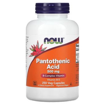 Пантотенова кислота, Pantothenic Acid, Now Foods, 500 мг, 250 рослинних капсул