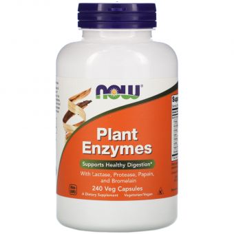 Энзимы (Plant Enzymes), Now Foods, ферменты, 240 вегетарианских капсул