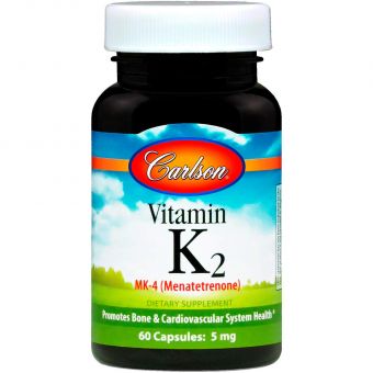 Витамин К2 (менатетренон), Vitamin K2 Menatetrenone, Carlson, 5 мг, 60 капсул