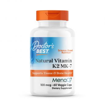 Витамин К2, МК-7, с MenaQ7, Vitamin K2 MK-7 with MenaQ7, Doctor's Best, 100 мкг, 60 веганских капсул