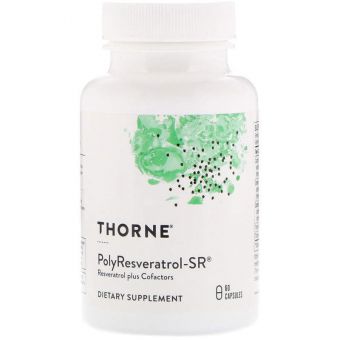 Ресвератрол, птеростильбен, куркумин, PolyResveratrol-SR, Thorne, 60 капсул