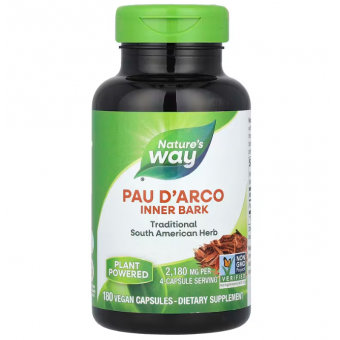 По д'арко, Pau d'Arco, Nature's Way, внутрішня кора, 2180 мг, 180 вегетаріанських капсул (545 мг у капсулі)