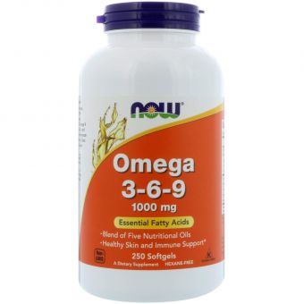 Омега 3 6 9, Omega 3-6-9, Now Foods, 1000 мг, 250 гелевих капсул