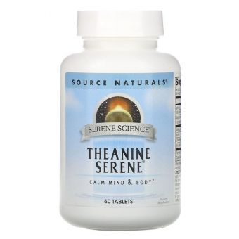 Теанин, спокойствие, Theanine Serene, Source Naturals, 60 таблеток